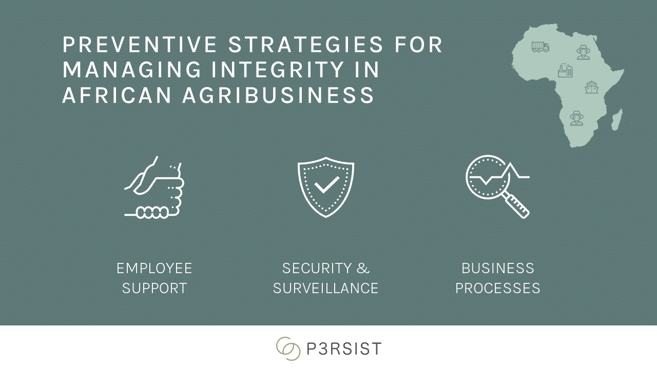 Preventive strategies for managing employee integrity: Employee support, Security & Surveillance, Business Processes